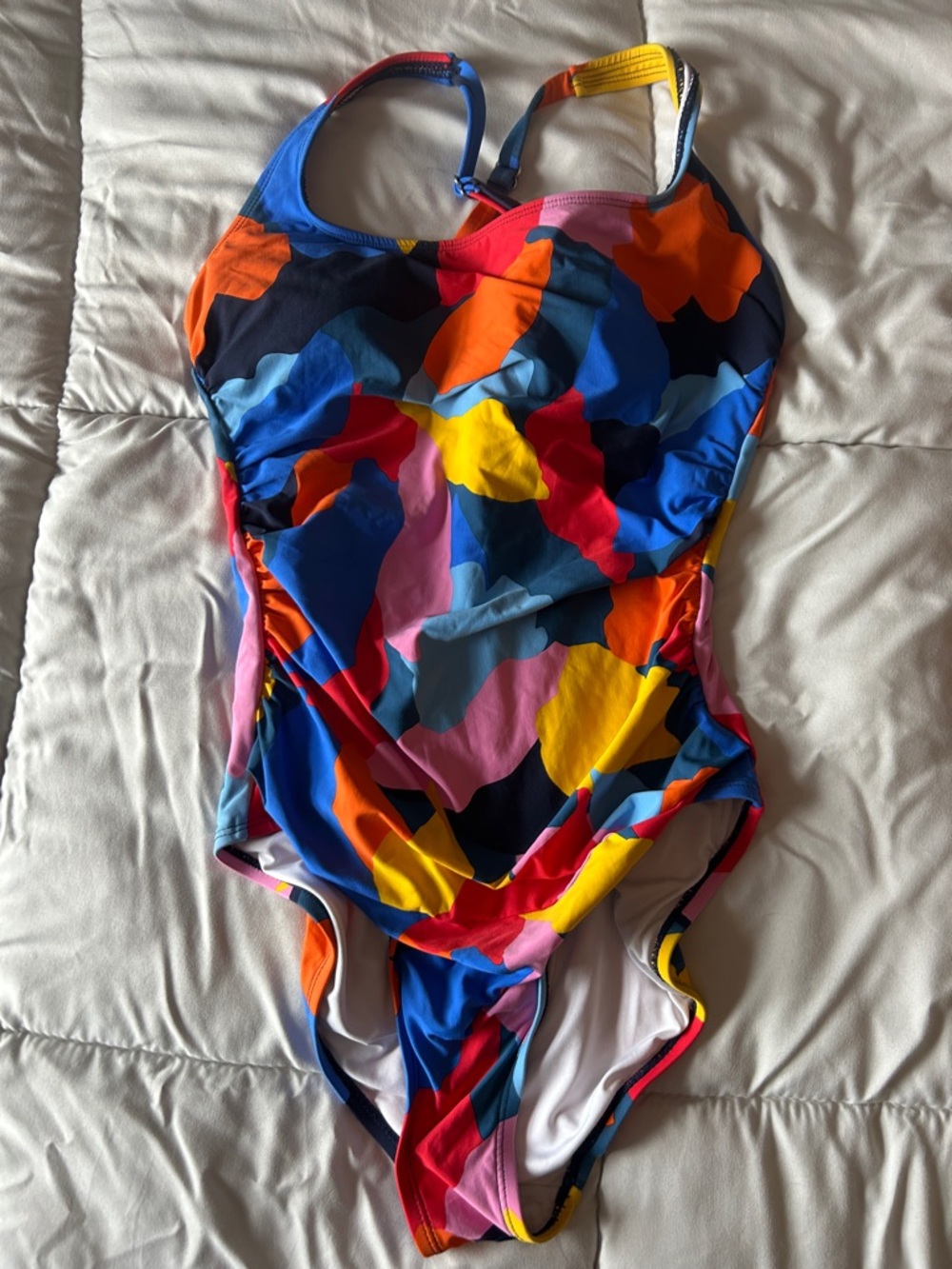 Nautica Multi Colored One Piece Swimsuit.  Rouching on the sides. Large